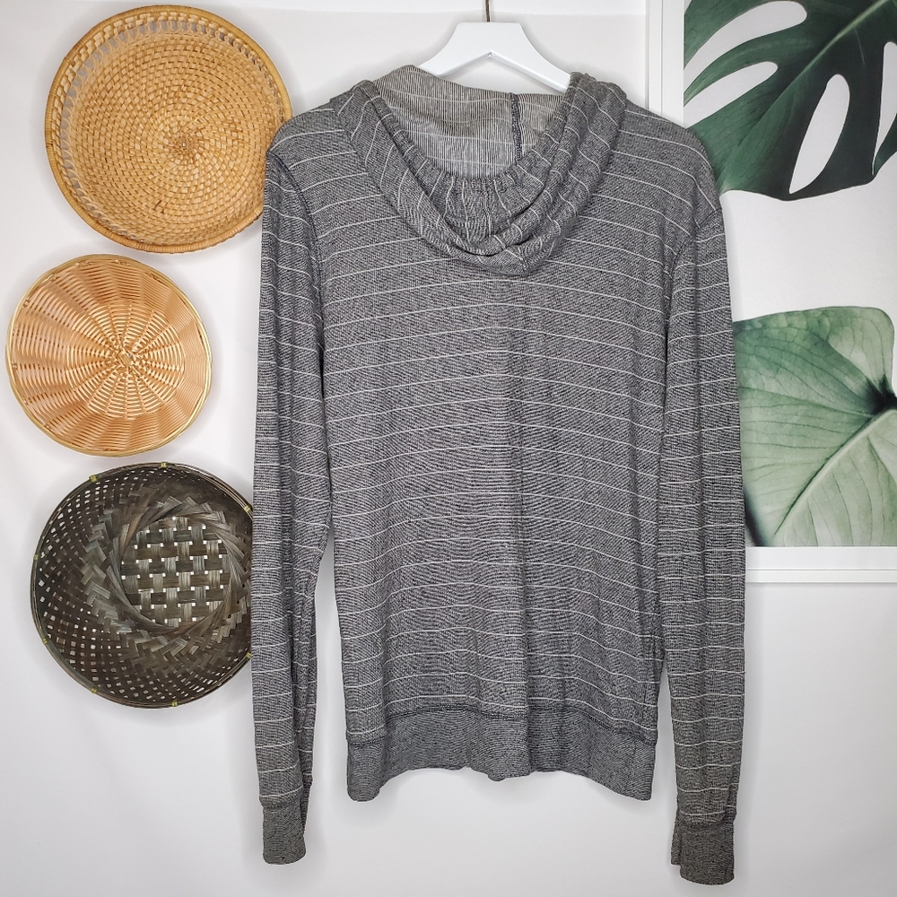 Hurley Men's Striped Hoodie Gray Beachy Lagenlook - Picture 5 of 6